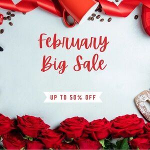 Red Roses and Ribbon February Sale Poster